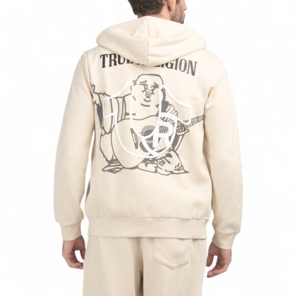 True Religion Men's Fleece Sweatsuit 2 Piece Tracksuit Matching Hoodie Joggers - Picture 5 of 16